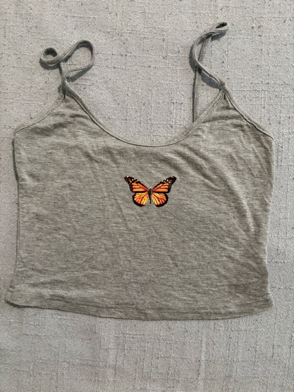 Gray Women’s Butterfly-Embroidered crop Top